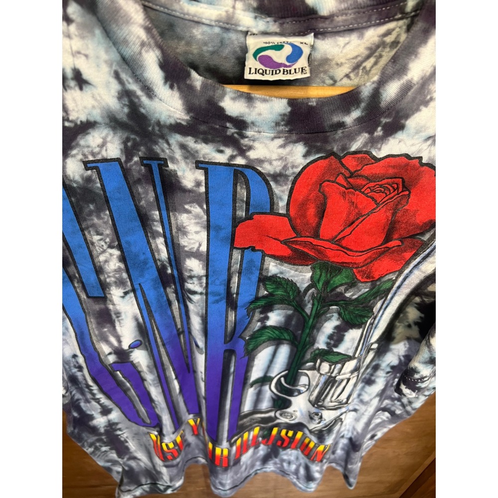 Vintage 1993 Guns N Roses Use Your Illusion Liquid Blue Tie Dye Shirt XL Mens - Picture 3 of 6
